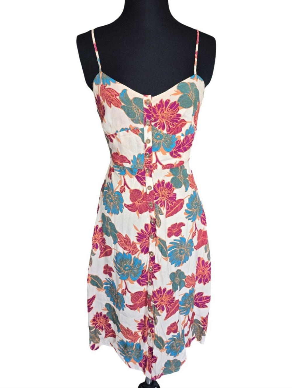 Forever 21 Pink Floral Mini Dress Strappy Sz S Wedding Guest Party Vacation